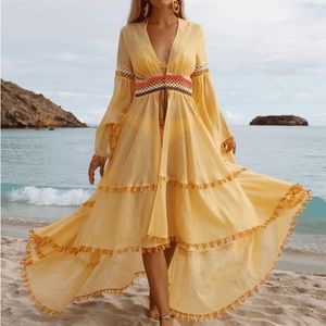 My Beachy Side yellow maxi beach cover up dress